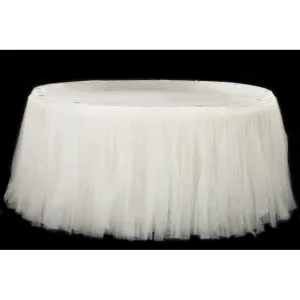 Tulle Tutu 17ft Table Skirt - Ivory