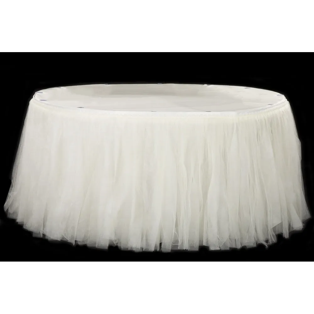 Tulle Tutu 17ft Table Skirt - Ivory