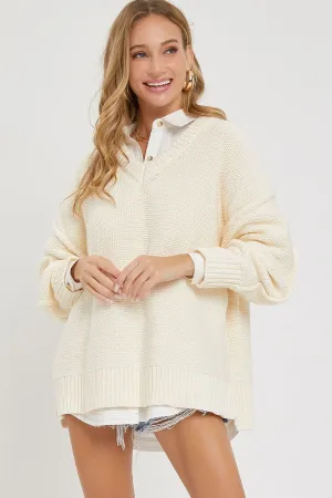 Women's V neck oversized sweater