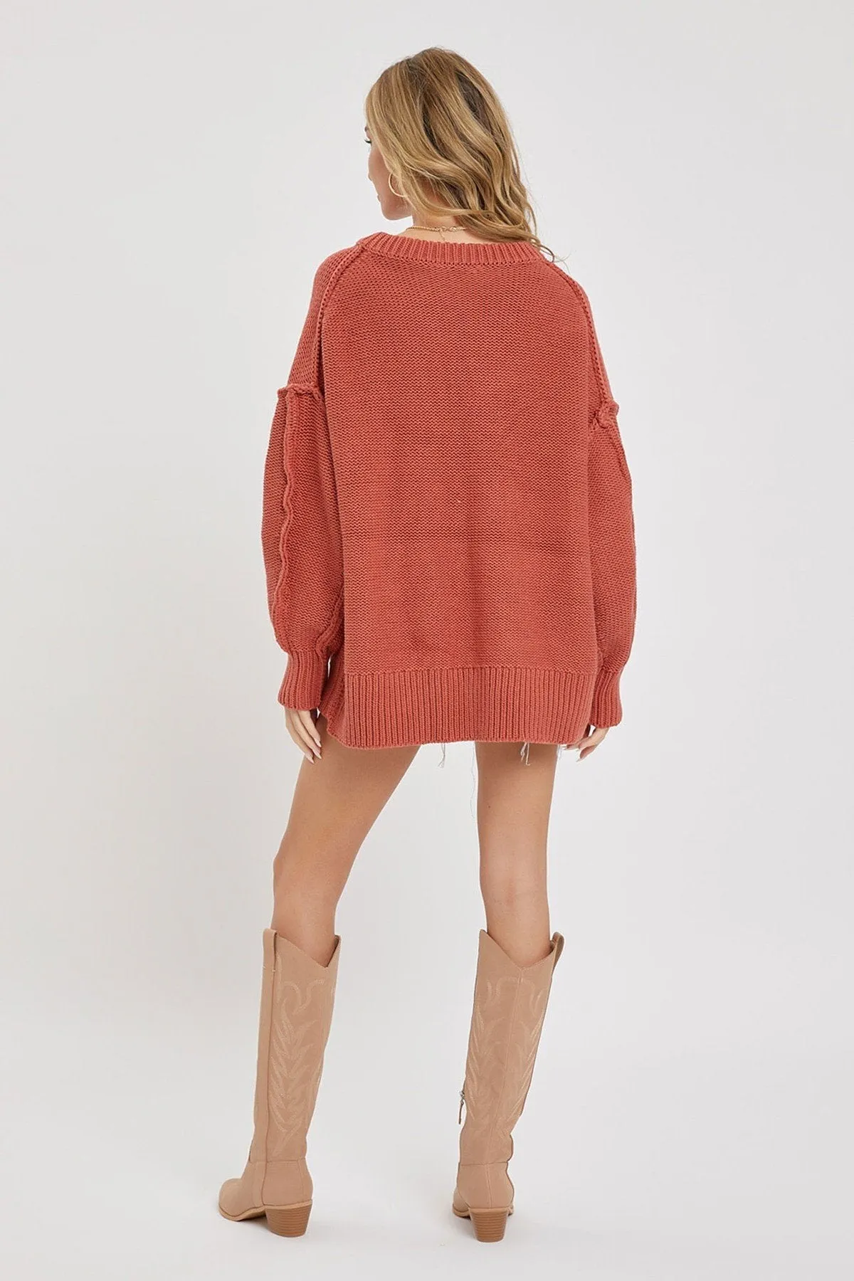 Women's V neck oversized sweater