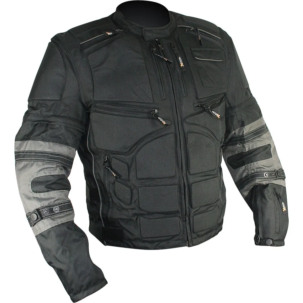 Xelement Men's Morph Black and Grey Tri-Tex Armored Jacket with Removable Sleeves CF5050